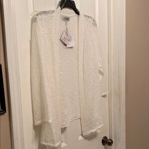 Kasper  Ivory Textured Cardigan 2X